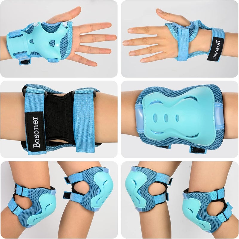 Bosoner Kids/Youth Knee Pad Elbow Pads Guards Protective Gear Set for Roller Skates Cycling BMX Bike Skateboard Inline Skatings Scooter Riding Sports - Image 5